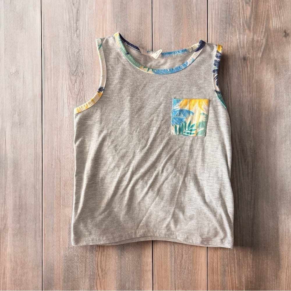 Kids Tropical Print Gray Tank Top